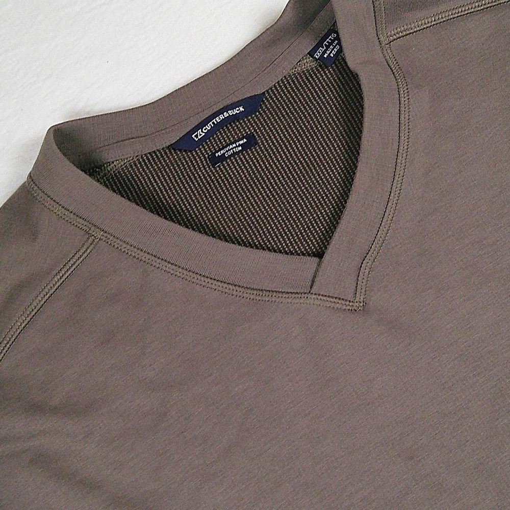 Cutter & Buck Mens XXXL V-Neck Pullover Peruvian Pima Cotton Taupe Brown Top